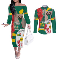 Togo Independence Day Couples Matching Off The Shoulder Long Sleeve Dress and Long Sleeve Button Shirt Happy April 27th Coat Of Arms