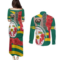 Togo Independence Day Couples Matching Puletasi and Long Sleeve Button Shirt Happy April 27th Coat Of Arms