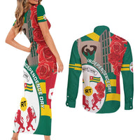 Togo Independence Day Couples Matching Short Sleeve Bodycon Dress and Long Sleeve Button Shirt Happy April 27th Coat Of Arms