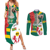 Togo Independence Day Couples Matching Summer Maxi Dress and Long Sleeve Button Shirt Happy April 27th Coat Of Arms