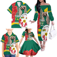 Togo Independence Day Family Matching Off The Shoulder Long Sleeve Dress and Hawaiian Shirt Happy April 27th Coat Of Arms