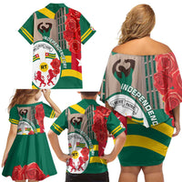 Togo Independence Day Family Matching Off Shoulder Short Dress and Hawaiian Shirt Happy April 27th Coat Of Arms