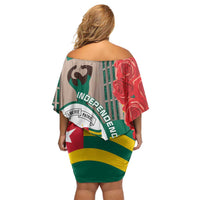 Togo Independence Day Family Matching Off Shoulder Short Dress and Hawaiian Shirt Happy April 27th Coat Of Arms