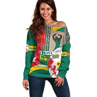 Togo Independence Day Off Shoulder Sweater Happy April 27th Coat Of Arms