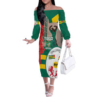 Togo Independence Day Off The Shoulder Long Sleeve Dress Happy April 27th Coat Of Arms