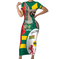 Togo Independence Day Short Sleeve Bodycon Dress Happy April 27th Coat Of Arms