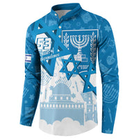 Israel Independence Day Button Sweatshirt Yom Ha'atzmaut Star Of David Jewish Pattern
