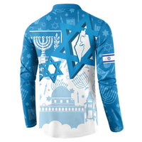 Israel Independence Day Button Sweatshirt Yom Ha'atzmaut Star Of David Jewish Pattern
