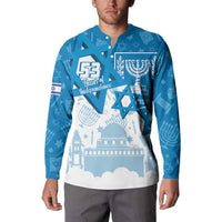 Israel Independence Day Button Sweatshirt Yom Ha'atzmaut Star Of David Jewish Pattern
