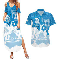 Israel Independence Day Couples Matching Summer Maxi Dress and Hawaiian Shirt Yom Ha'atzmaut Star Of David Jewish Pattern