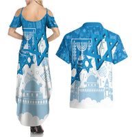 Israel Independence Day Couples Matching Summer Maxi Dress and Hawaiian Shirt Yom Ha'atzmaut Star Of David Jewish Pattern