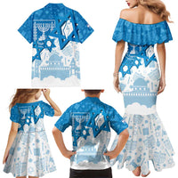 Israel Independence Day Family Matching Mermaid Dress and Hawaiian Shirt Yom Ha'atzmaut Star Of David Jewish Pattern