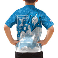 Israel Independence Day Family Matching Off Shoulder Short Dress and Hawaiian Shirt Yom Ha'atzmaut Star Of David Jewish Pattern