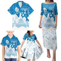 Israel Independence Day Family Matching Puletasi and Hawaiian Shirt Yom Ha'atzmaut Star Of David Jewish Pattern