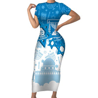 Israel Independence Day Family Matching Short Sleeve Bodycon Dress and Hawaiian Shirt Yom Ha'atzmaut Star Of David Jewish Pattern
