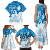 Israel Independence Day Family Matching Tank Maxi Dress and Hawaiian Shirt Yom Ha'atzmaut Star Of David Jewish Pattern