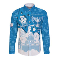 Israel Independence Day Long Sleeve Button Shirt Yom Ha'atzmaut Star Of David Jewish Pattern