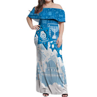 Israel Independence Day Off Shoulder Maxi Dress Yom Ha'atzmaut Star Of David Jewish Pattern