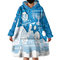 Israel Independence Day Wearable Blanket Hoodie Yom Ha'atzmaut Star Of David Jewish Pattern