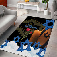 Israel Memorial Day Area Rug Red Everlasting Flower With Candle Light