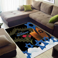 Israel Memorial Day Area Rug Red Everlasting Flower With Candle Light