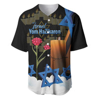 Israel Memorial Day Baseball Jersey Red Everlasting Flower With Candle Light