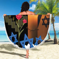 Israel Memorial Day Beach Blanket Red Everlasting Flower With Candle Light