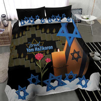 Israel Memorial Day Bedding Set Red Everlasting Flower With Candle Light