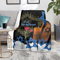 Israel Memorial Day Blanket Red Everlasting Flower With Candle Light