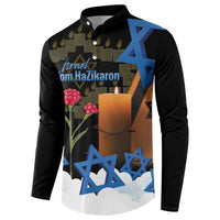 Israel Memorial Day Button Sweatshirt Red Everlasting Flower With Candle Light