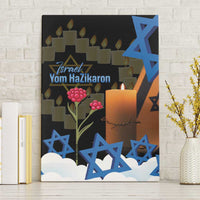 Israel Memorial Day Canvas Wall Art Red Everlasting Flower With Candle Light