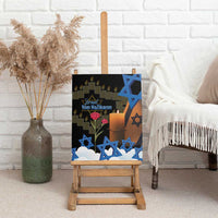 Israel Memorial Day Canvas Wall Art Red Everlasting Flower With Candle Light