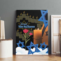 Israel Memorial Day Canvas Wall Art Red Everlasting Flower With Candle Light