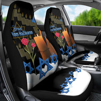 Israel Memorial Day Car Seat Cover Red Everlasting Flower With Candle Light