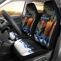 Israel Memorial Day Car Seat Cover Red Everlasting Flower With Candle Light