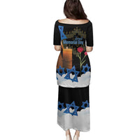 Israel Memorial Day Family Matching Puletasi and Hawaiian Shirt Red Everlasting Flower With Candle Light