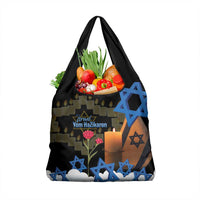 Israel Memorial Day Grocery Bag Red Everlasting Flower With Candle Light