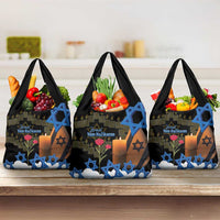 Israel Memorial Day Grocery Bag Red Everlasting Flower With Candle Light
