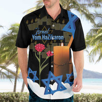 Israel Memorial Day Hawaiian Shirt Red Everlasting Flower With Candle Light