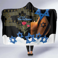Israel Memorial Day Hooded Blanket Red Everlasting Flower With Candle Light