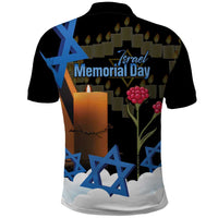 Israel Memorial Day Polo Shirt Red Everlasting Flower With Candle Light