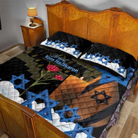 Israel Memorial Day Quilt Bed Set Red Everlasting Flower With Candle Light