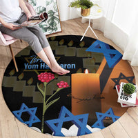 Israel Memorial Day Round Carpet Red Everlasting Flower With Candle Light