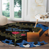 Israel Memorial Day Round Carpet Red Everlasting Flower With Candle Light