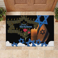 Israel Memorial Day Rubber Doormat Red Everlasting Flower With Candle Light
