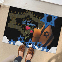 Israel Memorial Day Rubber Doormat Red Everlasting Flower With Candle Light