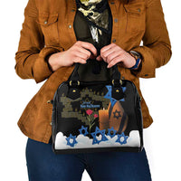 Israel Memorial Day Shoulder Handbag Red Everlasting Flower With Candle Light