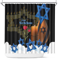 Israel Memorial Day Shower Curtain Red Everlasting Flower With Candle Light