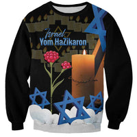 Israel Memorial Day Sweatshirt Red Everlasting Flower With Candle Light