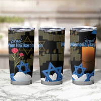 Israel Memorial Day Tumbler Cup Red Everlasting Flower With Candle Light